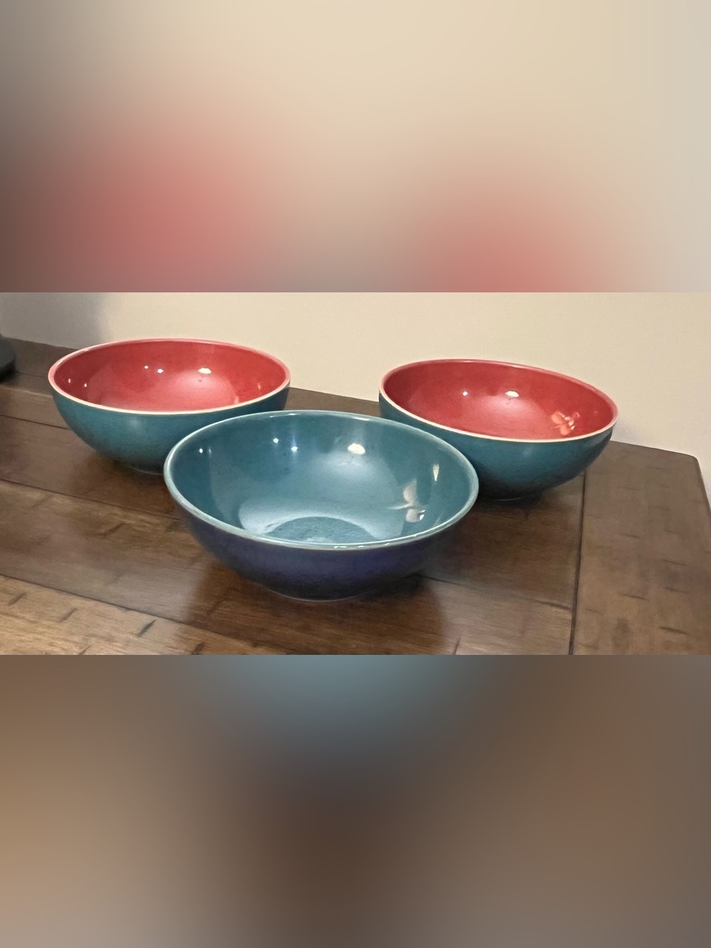 Three Denby Harlequin Soup / Cereal Bowls